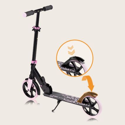 Lionelo - Patinete infantil LUCA negro/rosa