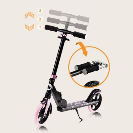 Lionelo - Patinete infantil LUCA negro/rosa