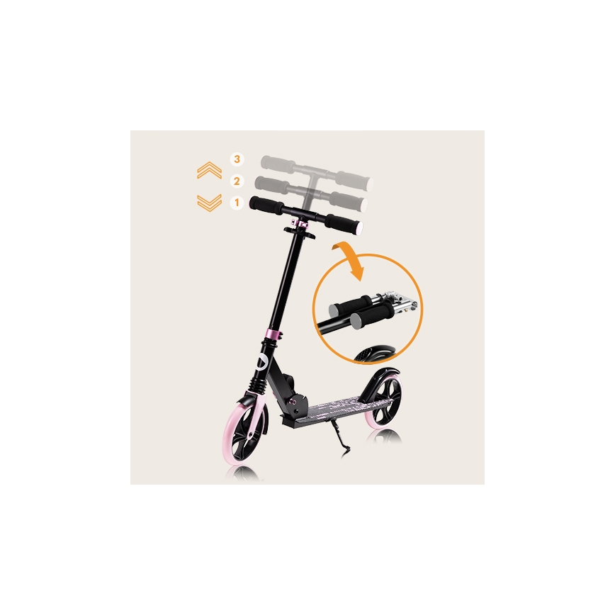 Lionelo - Patinete infantil LUCA negro/rosa