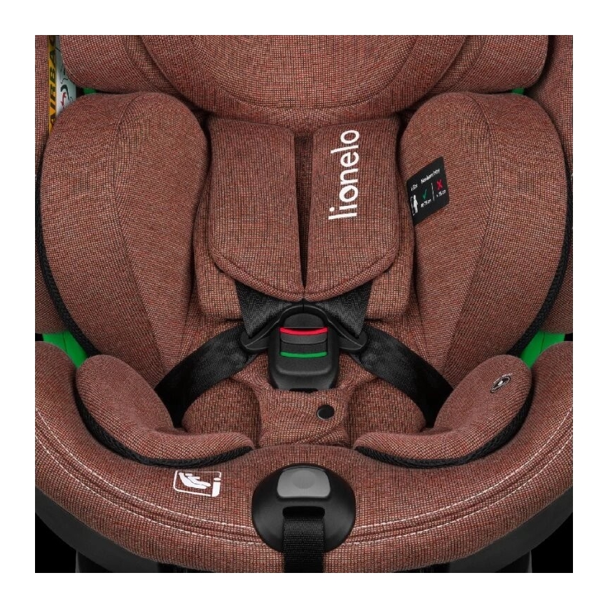 Lionelo - Silla de coche con base giratoria HARMONY i-Tamaño 40-150 cm color ladrillo