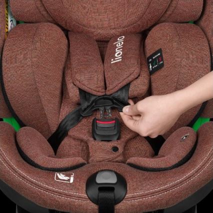 Lionelo - Silla de coche con base giratoria HARMONY i-Tamaño 40-150 cm color ladrillo