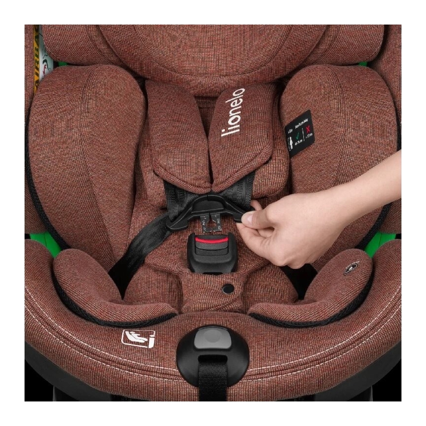 Lionelo - Silla de coche con base giratoria HARMONY i-Tamaño 40-150 cm color ladrillo
