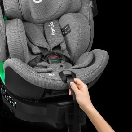 Lionelo - Silla de coche con base giratoria HARMONY i-Tamaño 40-150 cm negro/gris