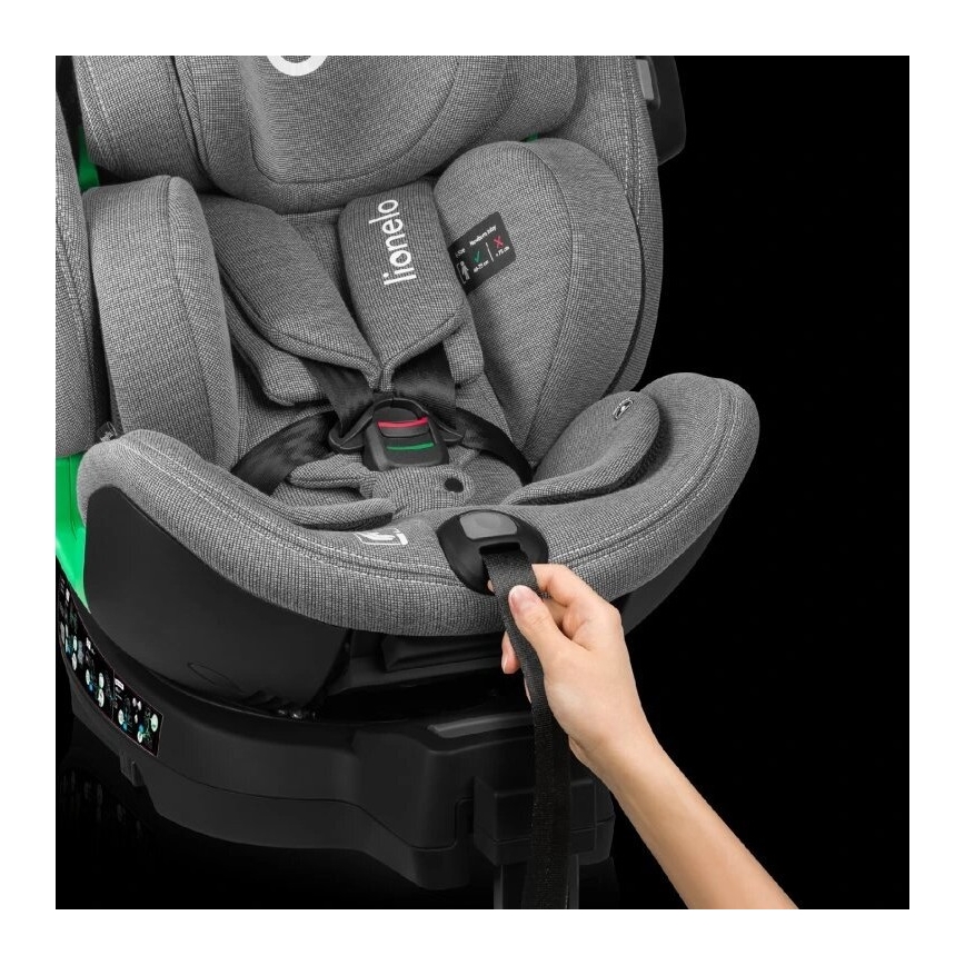 Lionelo - Silla de coche con base giratoria HARMONY i-Tamaño 40-150 cm negro/gris