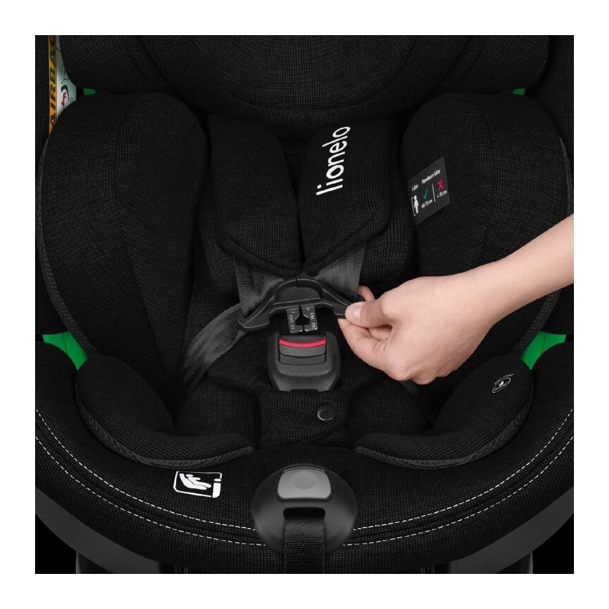 Lionelo - Silla de coche con base giratoria HARMONY i-Tamaño 40-150 cm negro