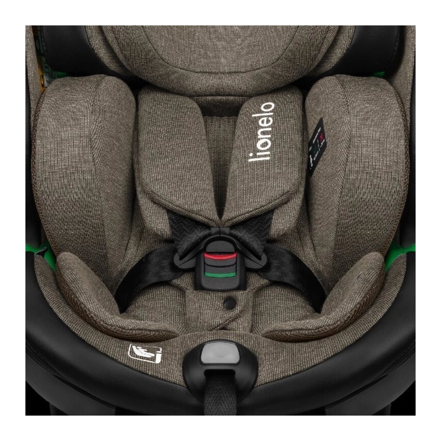 Lionelo - Silla de coche con base giratoria HARMONY i-Tamaño 40-150 cm negro/oliva