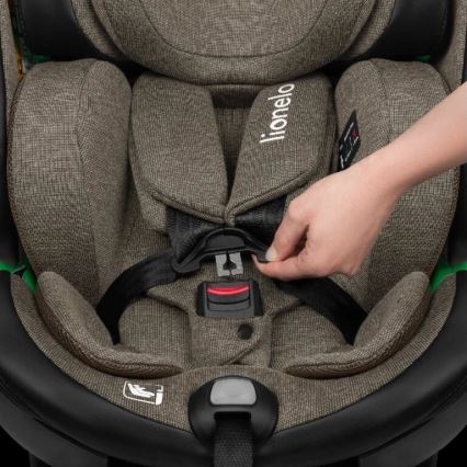Lionelo - Silla de coche con base giratoria HARMONY i-Tamaño 40-150 cm negro/oliva