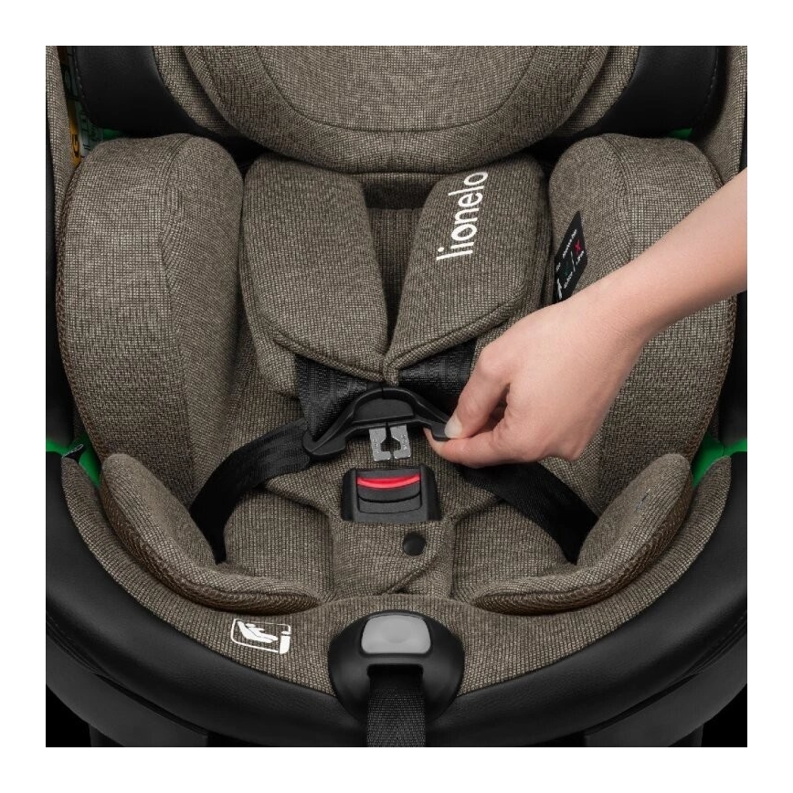 Lionelo - Silla de coche con base giratoria HARMONY i-Tamaño 40-150 cm negro/oliva