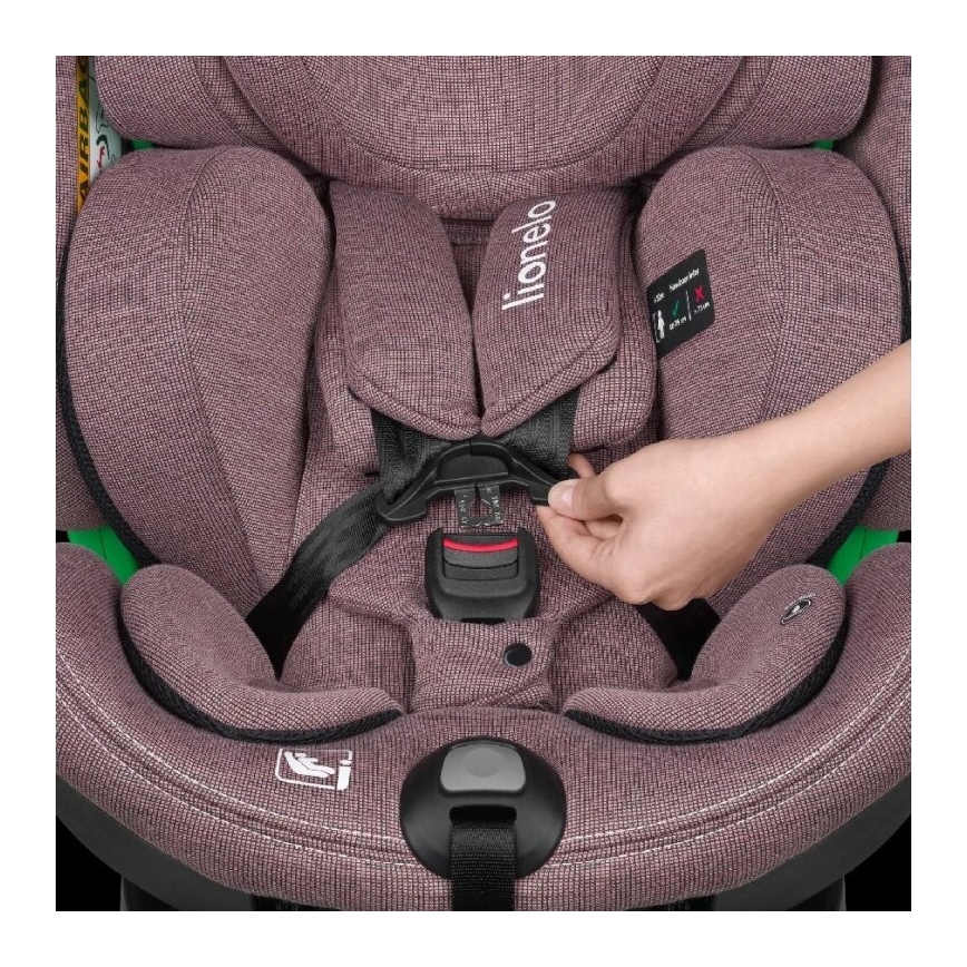 Lionelo - Silla de coche con base giratoria HARMONY i-Tamaño 40-150 cm rosa