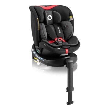 Lionelo - Silla de coche con base giratoria NAVY i-Tamaño 40-150 cm negro/rojo