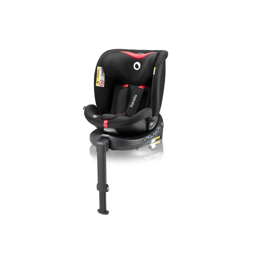 Lionelo - Silla de coche con base giratoria NAVY i-Tamaño 40-150 cm negro/rojo