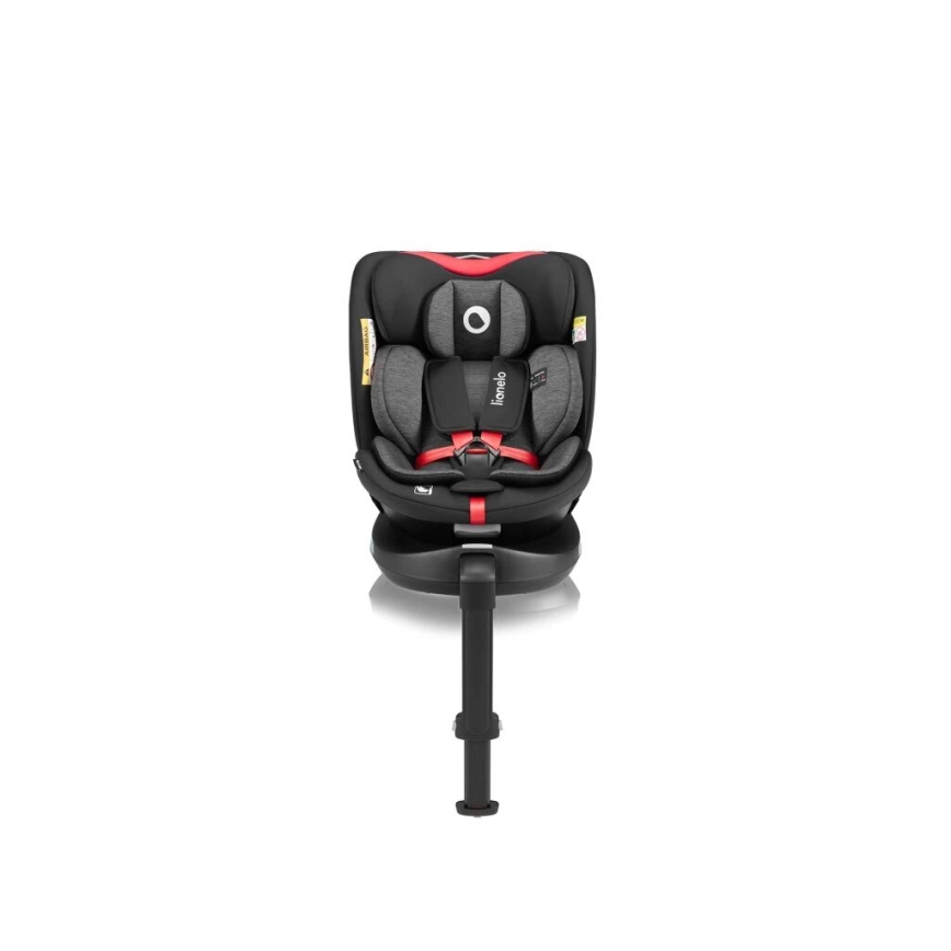 Lionelo - Silla de coche con base giratoria NAVY i-Tamaño 40-150 cm negro/rojo