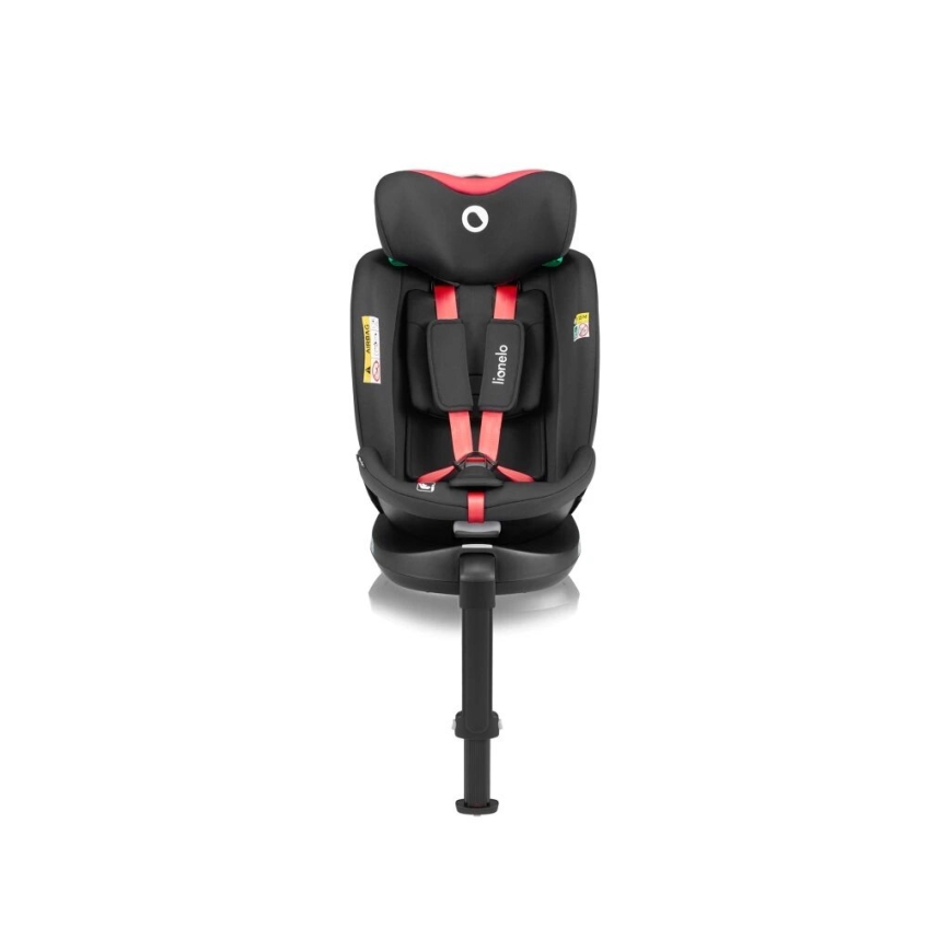 Lionelo - Silla de coche con base giratoria NAVY i-Tamaño 40-150 cm negro/rojo