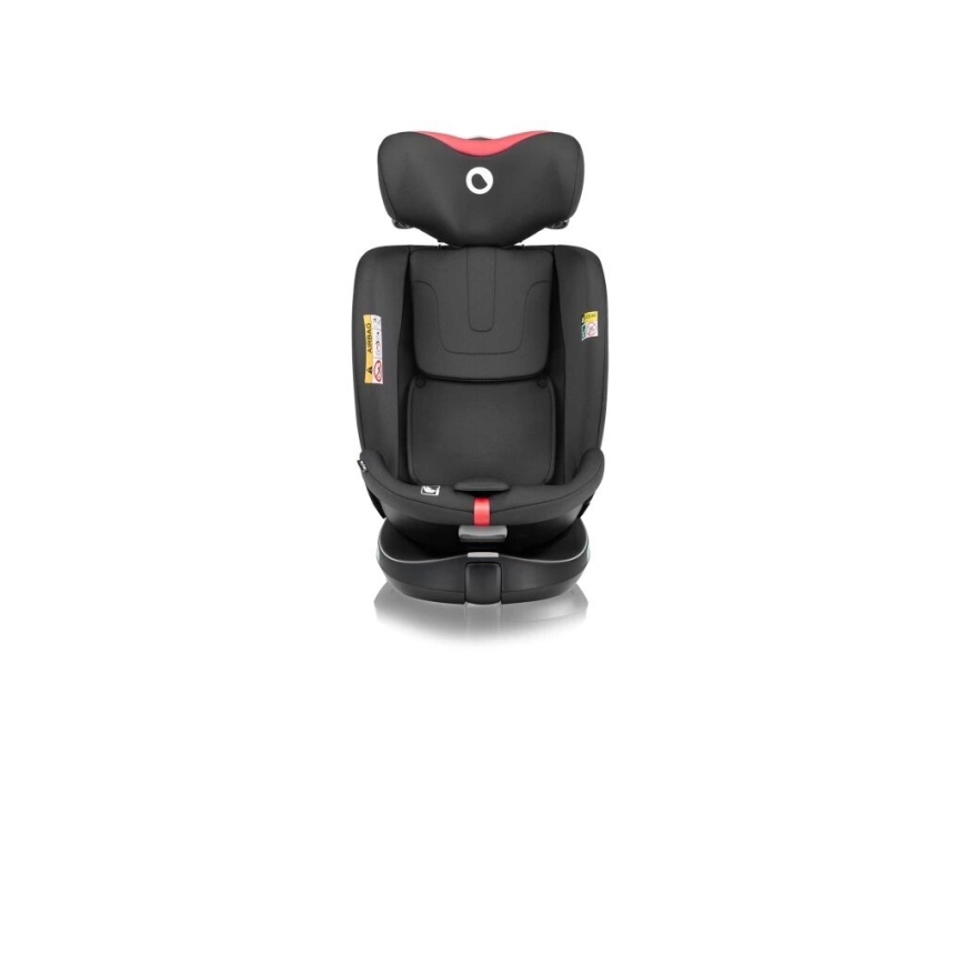 Lionelo - Silla de coche con base giratoria NAVY i-Tamaño 40-150 cm negro/rojo