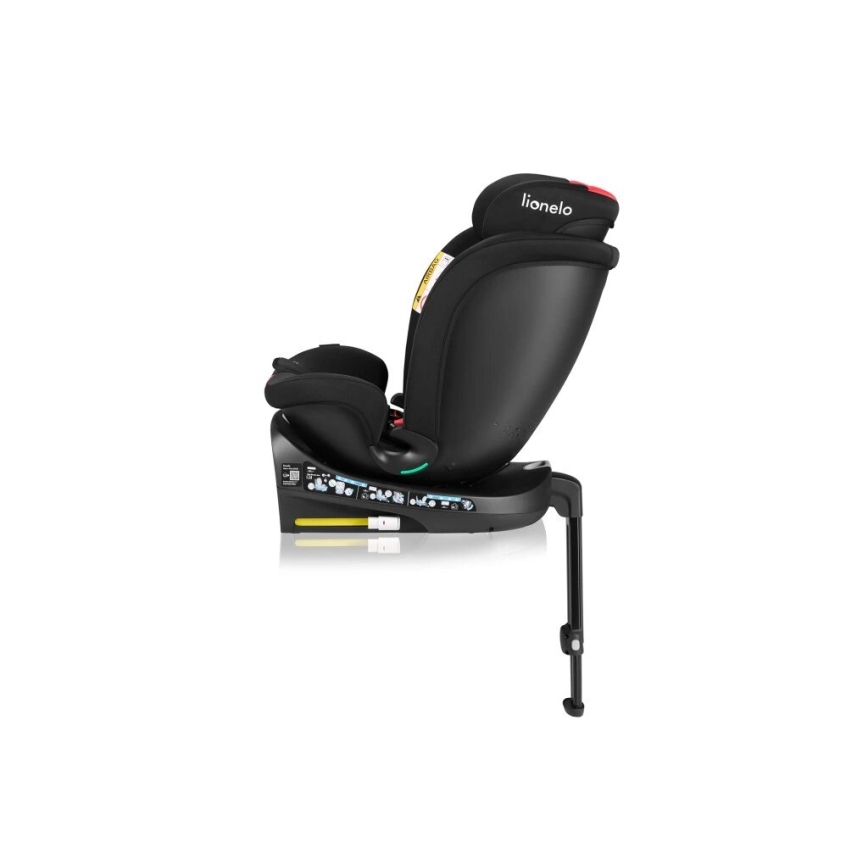 Lionelo - Silla de coche con base giratoria NAVY i-Tamaño 40-150 cm negro/rojo