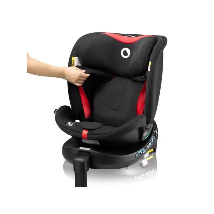 Lionelo - Silla de coche con base giratoria NAVY i-Tamaño 40-150 cm negro/rojo