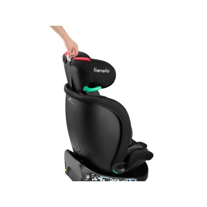 Lionelo - Silla de coche con base giratoria NAVY i-Tamaño 40-150 cm negro/rojo