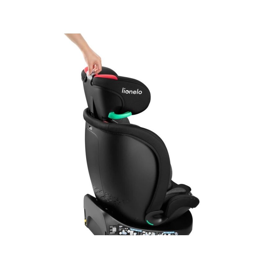Lionelo - Silla de coche con base giratoria NAVY i-Tamaño 40-150 cm negro/rojo