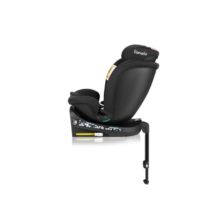 Lionelo - Silla de coche con base giratoria NAVY i-Tamaño 40-150 cm negro/rosa