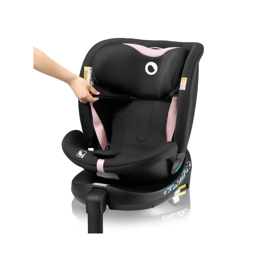Lionelo - Silla de coche con base giratoria NAVY i-Tamaño 40-150 cm negro/rosa