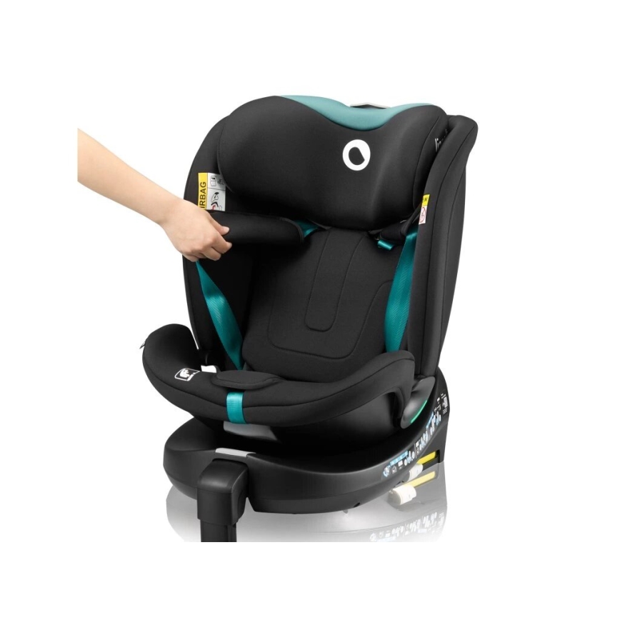 Lionelo - Silla de coche con base giratoria NAVY i-Tamaño 40-150 cm negro/turquesa