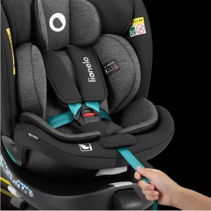 Lionelo - Silla de coche con base giratoria NAVY i-Tamaño 40-150 cm negro/turquesa