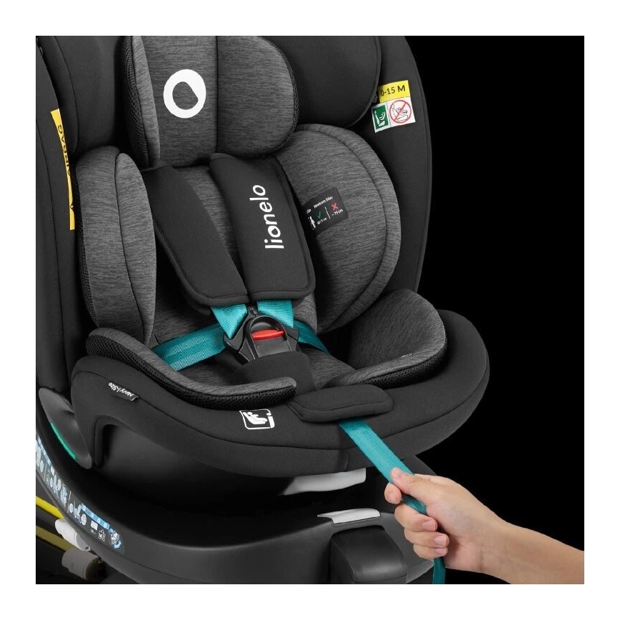 Lionelo - Silla de coche con base giratoria NAVY i-Tamaño 40-150 cm negro/turquesa