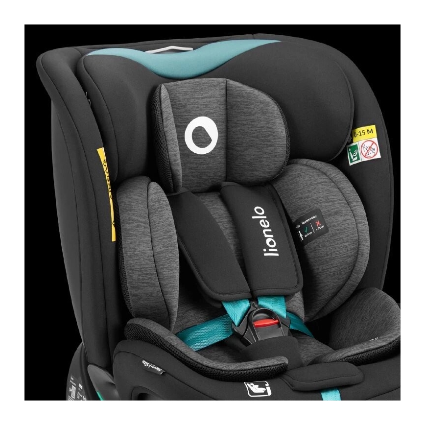 Lionelo - Silla de coche con base giratoria NAVY i-Tamaño 40-150 cm negro/turquesa