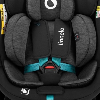 Lionelo - Silla de coche con base giratoria NAVY i-Tamaño 40-150 cm negro/turquesa