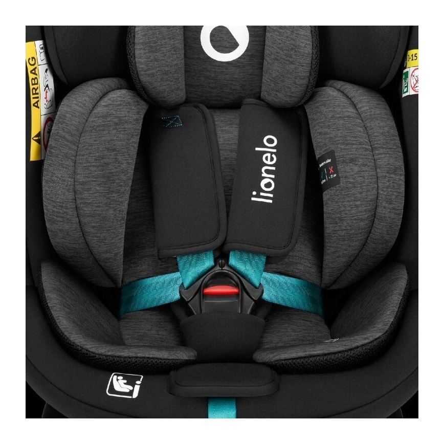 Lionelo - Silla de coche con base giratoria NAVY i-Tamaño 40-150 cm negro/turquesa