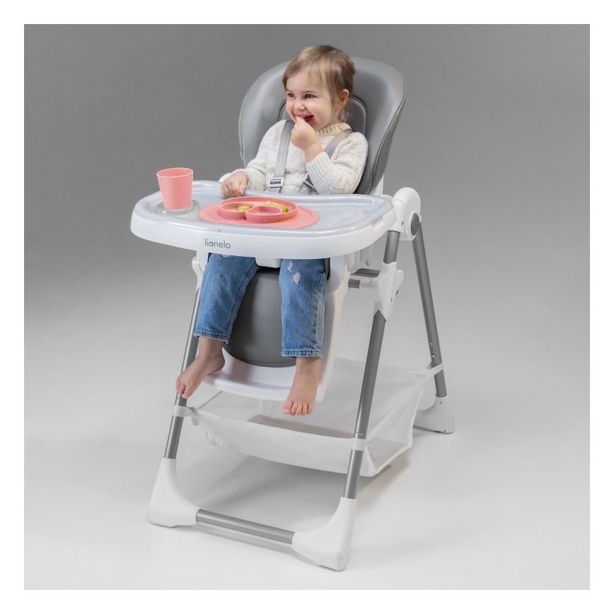 Lionelo - Silla de comedor para niños LINN PLUS blanco/gris