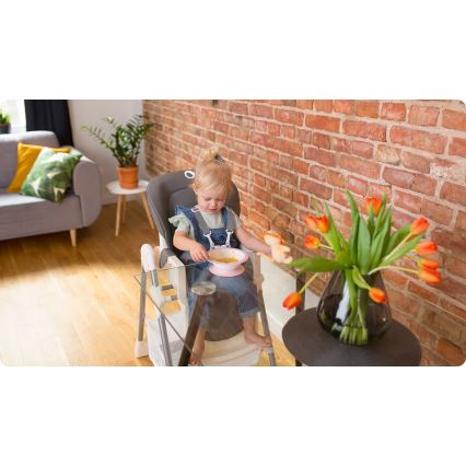 Lionelo - Silla de comedor para niños LINN PLUS blanco/gris