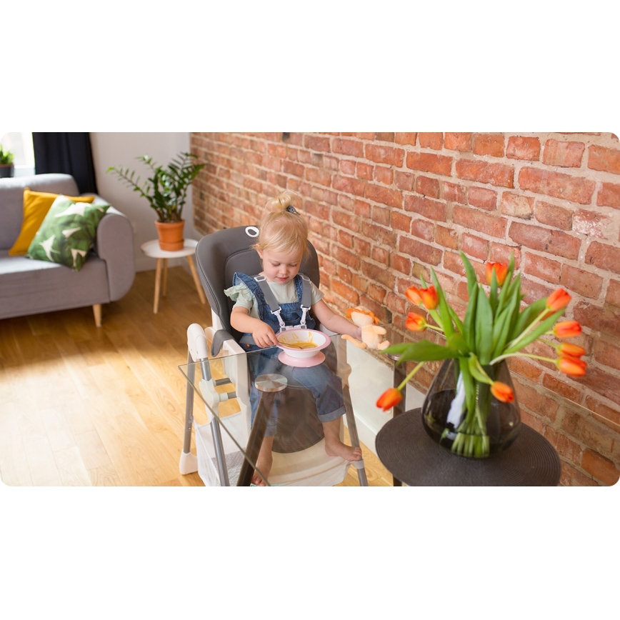Lionelo - Silla de comedor para niños LINN PLUS blanco/gris