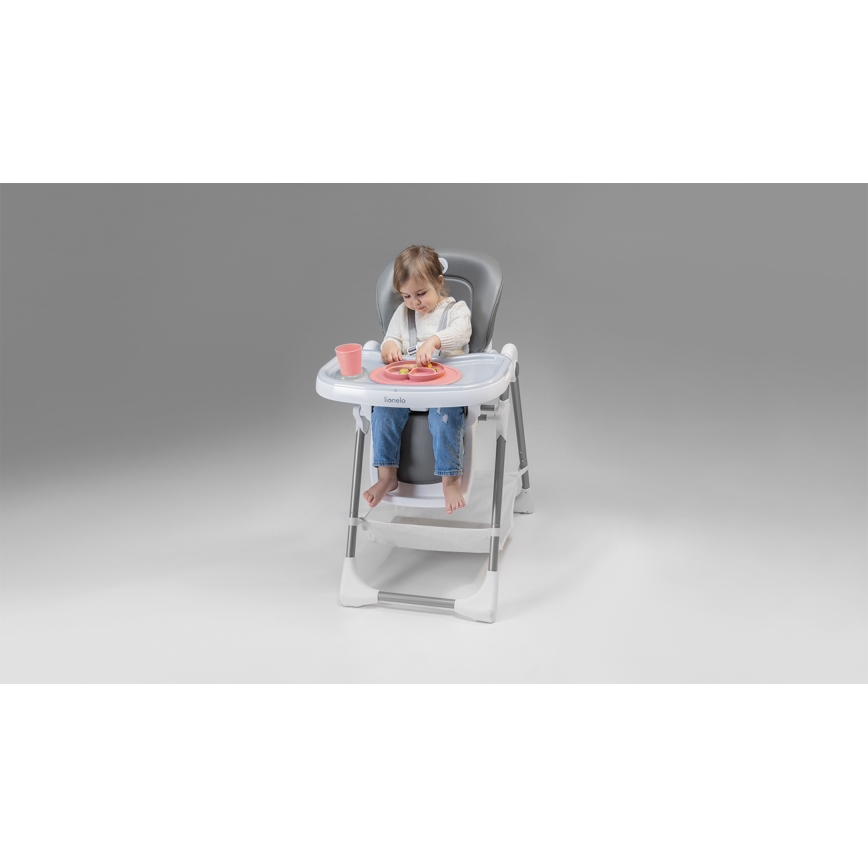 Lionelo - Silla de comedor para niños LINN PLUS blanco/gris