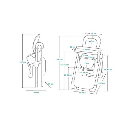 Lionelo - Silla de comedor para niños LINN PLUS blanco/gris