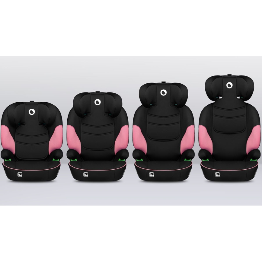 Lionelo - Silla para coche LARS i-Tamaño 100-150 cm negro/rosa