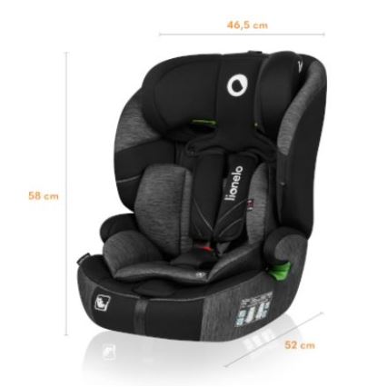 Lionelo - Silla para coche LEVI ONE i-Tamaño 76-150 cm negro/gris