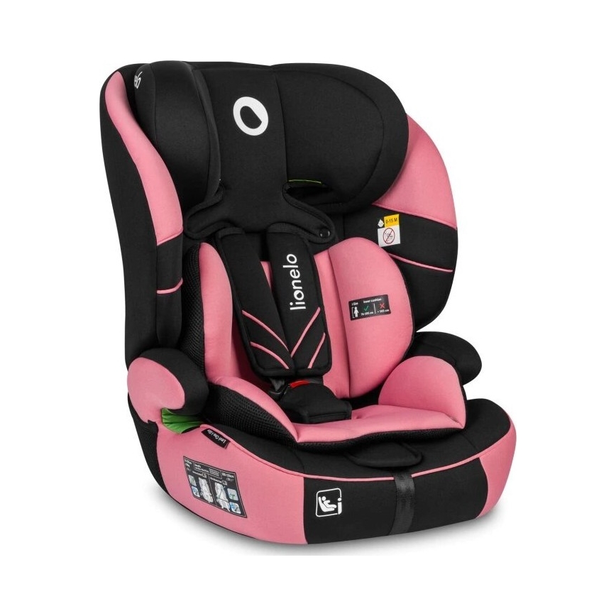 Lionelo - Silla para coche LEVI ONE i-Tamaño 76-150 cm negro/rosa