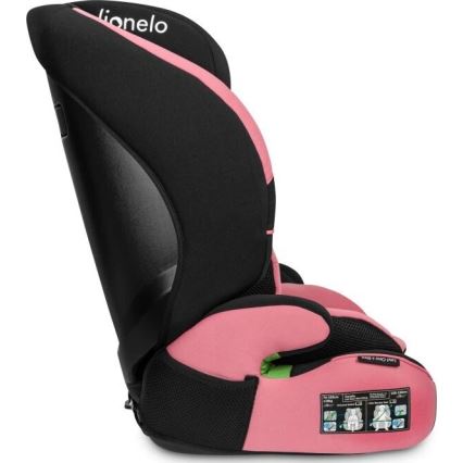 Lionelo - Silla para coche LEVI ONE i-Tamaño 76-150 cm negro/rosa