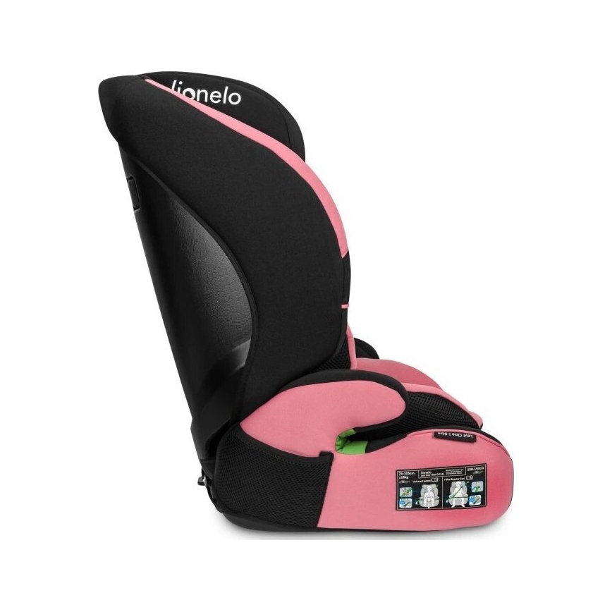 Lionelo - Silla para coche LEVI ONE i-Tamaño 76-150 cm negro/rosa