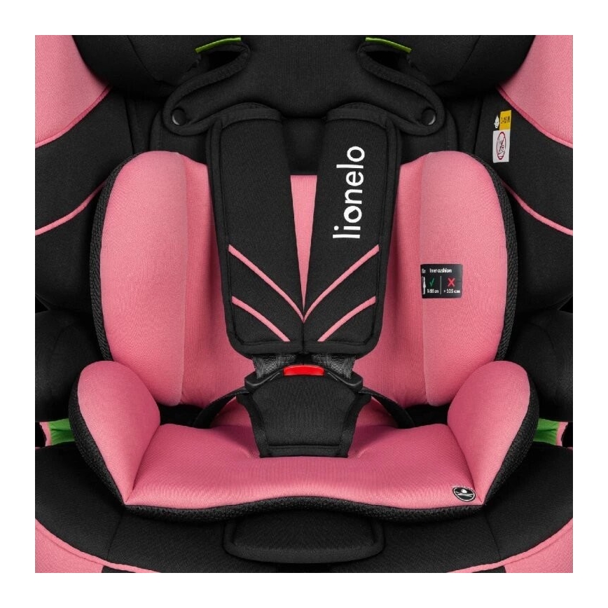 Lionelo - Silla para coche LEVI ONE i-Tamaño 76-150 cm negro/rosa