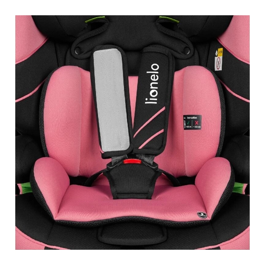 Lionelo - Silla para coche LEVI ONE i-Tamaño 76-150 cm negro/rosa