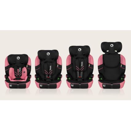 Lionelo - Silla para coche LEVI ONE i-Tamaño 76-150 cm negro/rosa