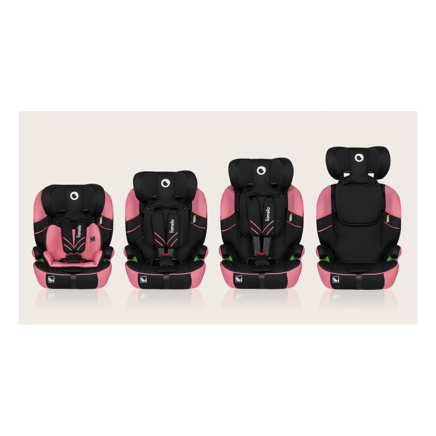 Lionelo - Silla para coche LEVI ONE i-Tamaño 76-150 cm negro/rosa