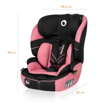 Lionelo - Silla para coche LEVI ONE i-Tamaño 76-150 cm negro/rosa