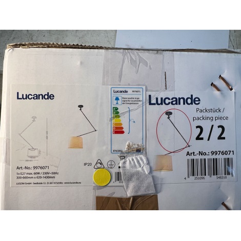 Lucande - Lámpara de araña en poste JOLLA 1xE27/60W/230V