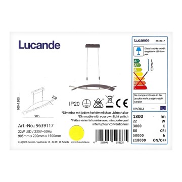 Lucande - Lámpara de araña LED regulable con cable MARIJA LED/22W/230V