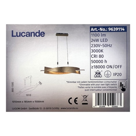Lucande - Lámpara de araña LED regulable con cable MARIJA LED/24W/230V