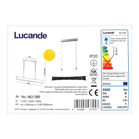 Lucande - Lámpara de araña LED regulable EBBA 5xLED/5W/230V