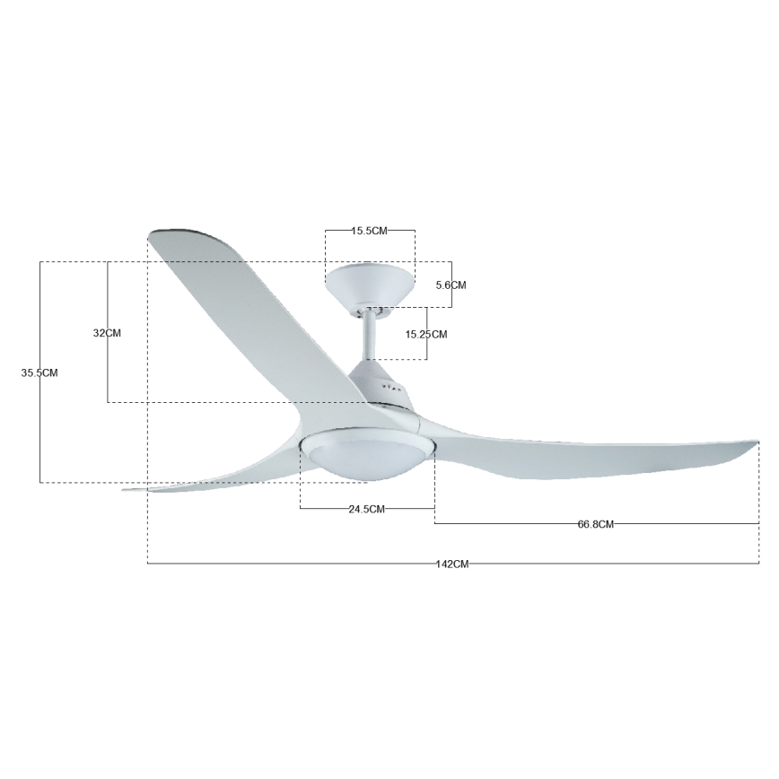 Lucci air 213096 - Ventilador de techo LED MARINER LED/15W/230V blanco + control remoto